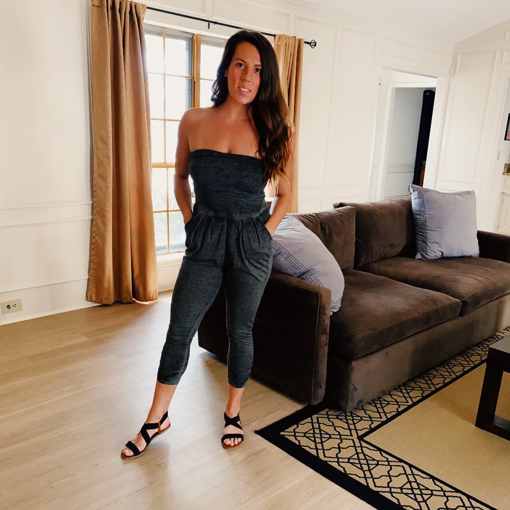 Heart & Hips Strapless Jumpsuit Army Green